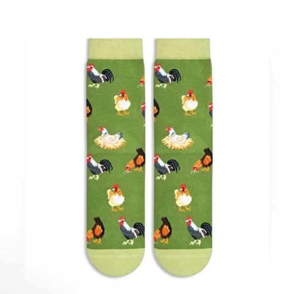 Green Chicken Print Socks NWT - Picture 3 of 3